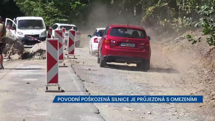 Povodní poškozená silnice v Jeseníkách je průjezdná stále jen s omezeními