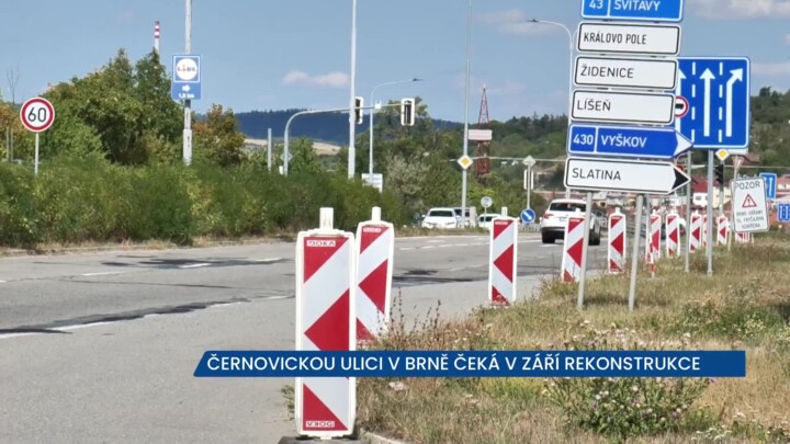 Černovickou ulici v Brně čeká od září zúžená vozovka
