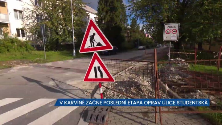 V Karviné začne poslední etapa opravy Studentské ulice